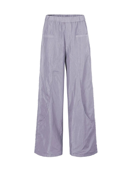 Cut-out loose-leaf stitching wide-leg pants