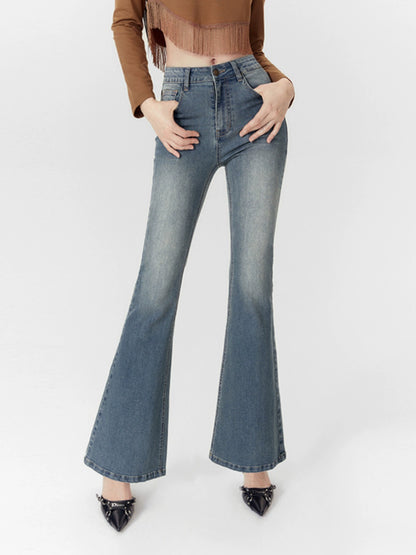 High Waist Slim Fit Flare Jeans Pants