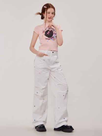 Retro Diamond Wide Pants