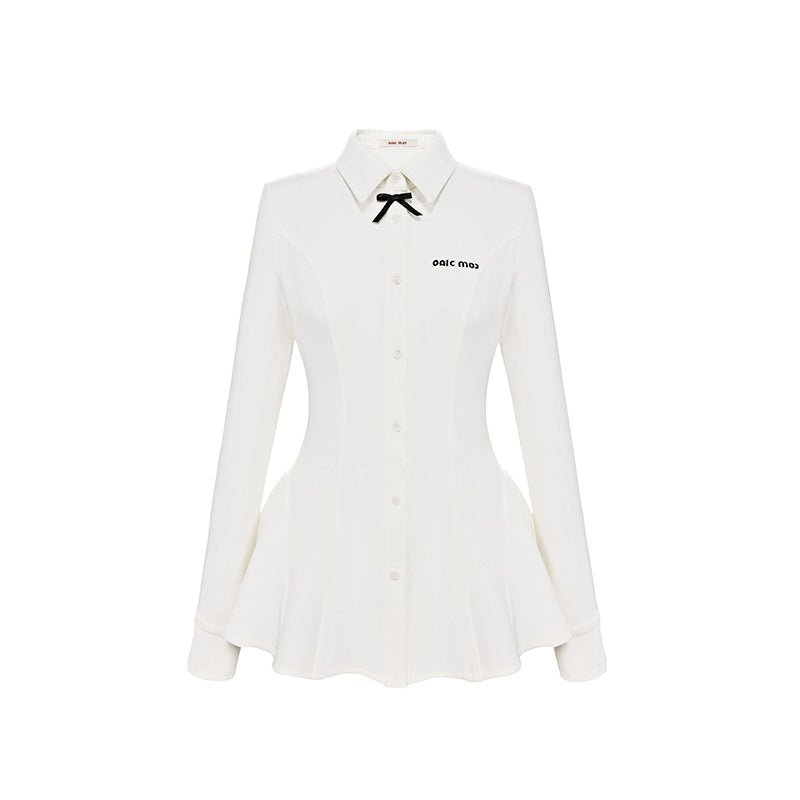 White Preppy Bow Shirt