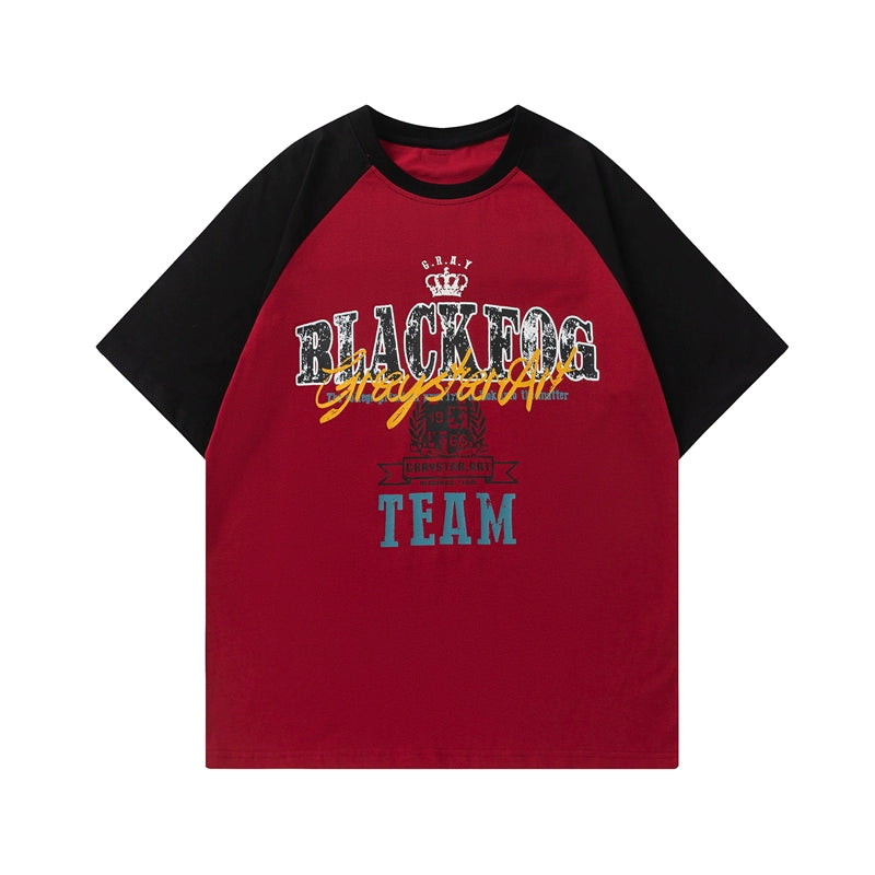 Red And Black Contrast Raglan T-Shirt