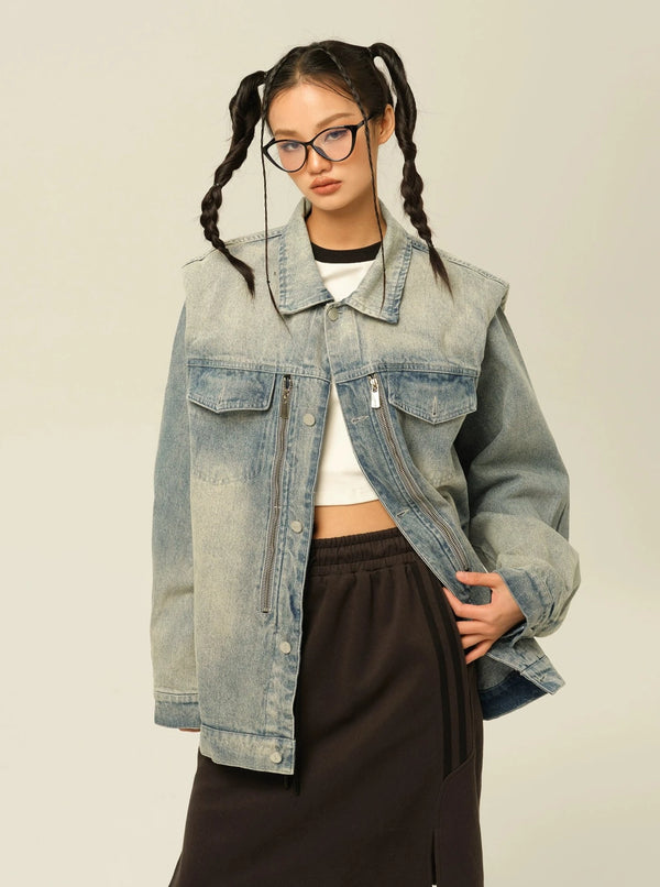 American retro cushioned denim jacket