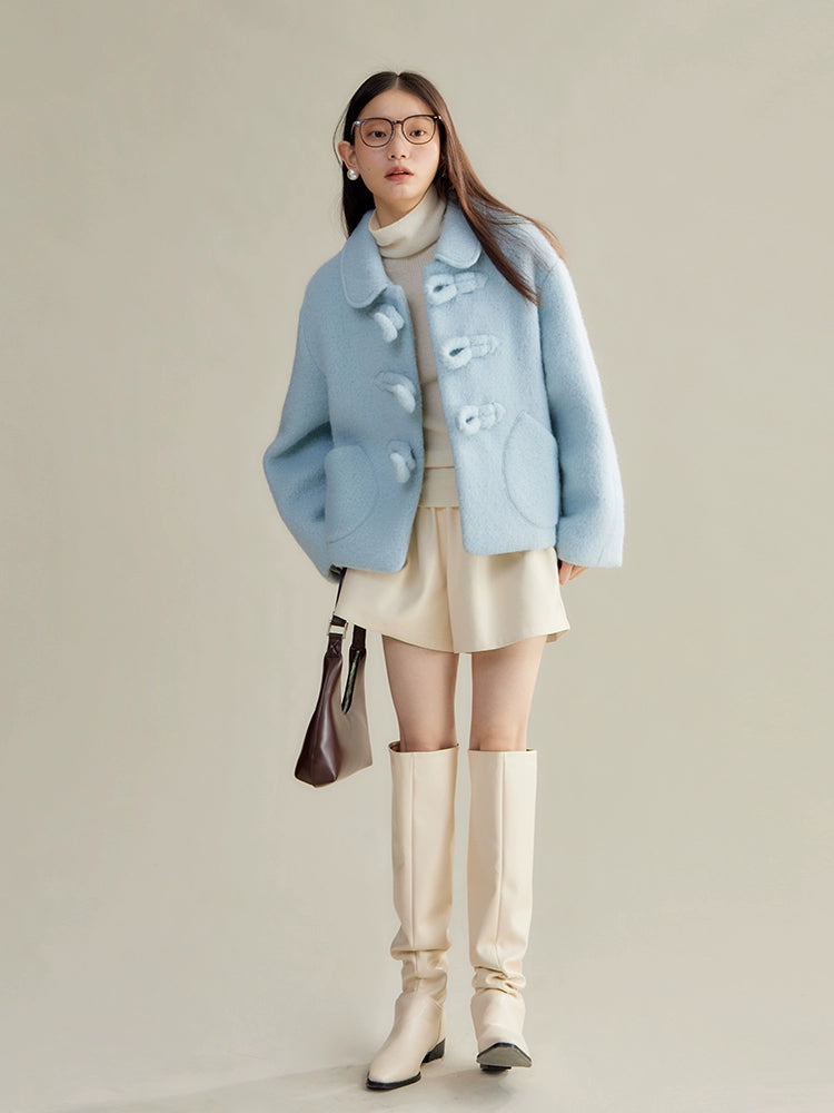 original design baby blue button coat