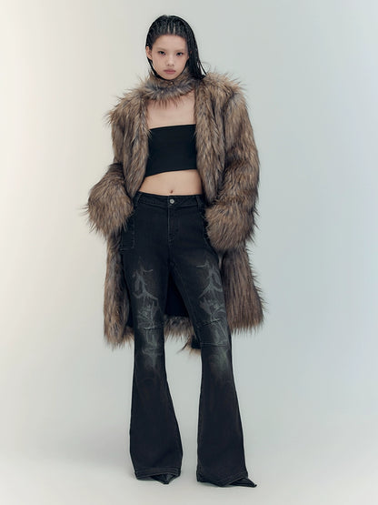 Reversible trench fur coat