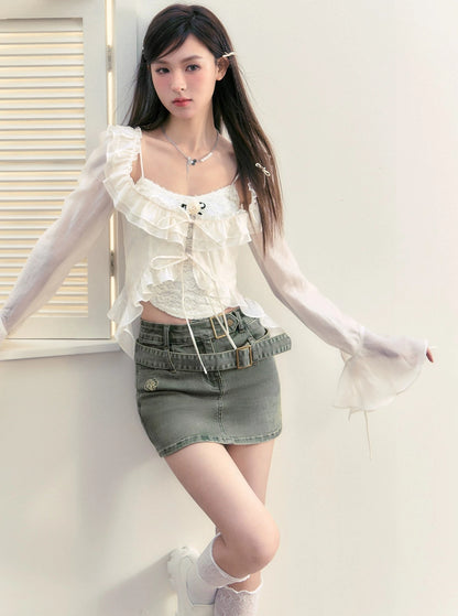 Sweet Girl Ruffle Shirt Top