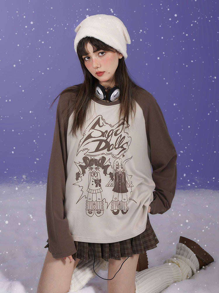 Comic Print Raglan Sleeve T-Shirt