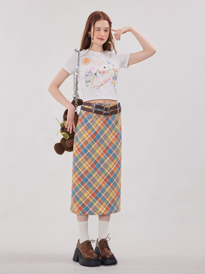 Retro Color Plaid Skirt