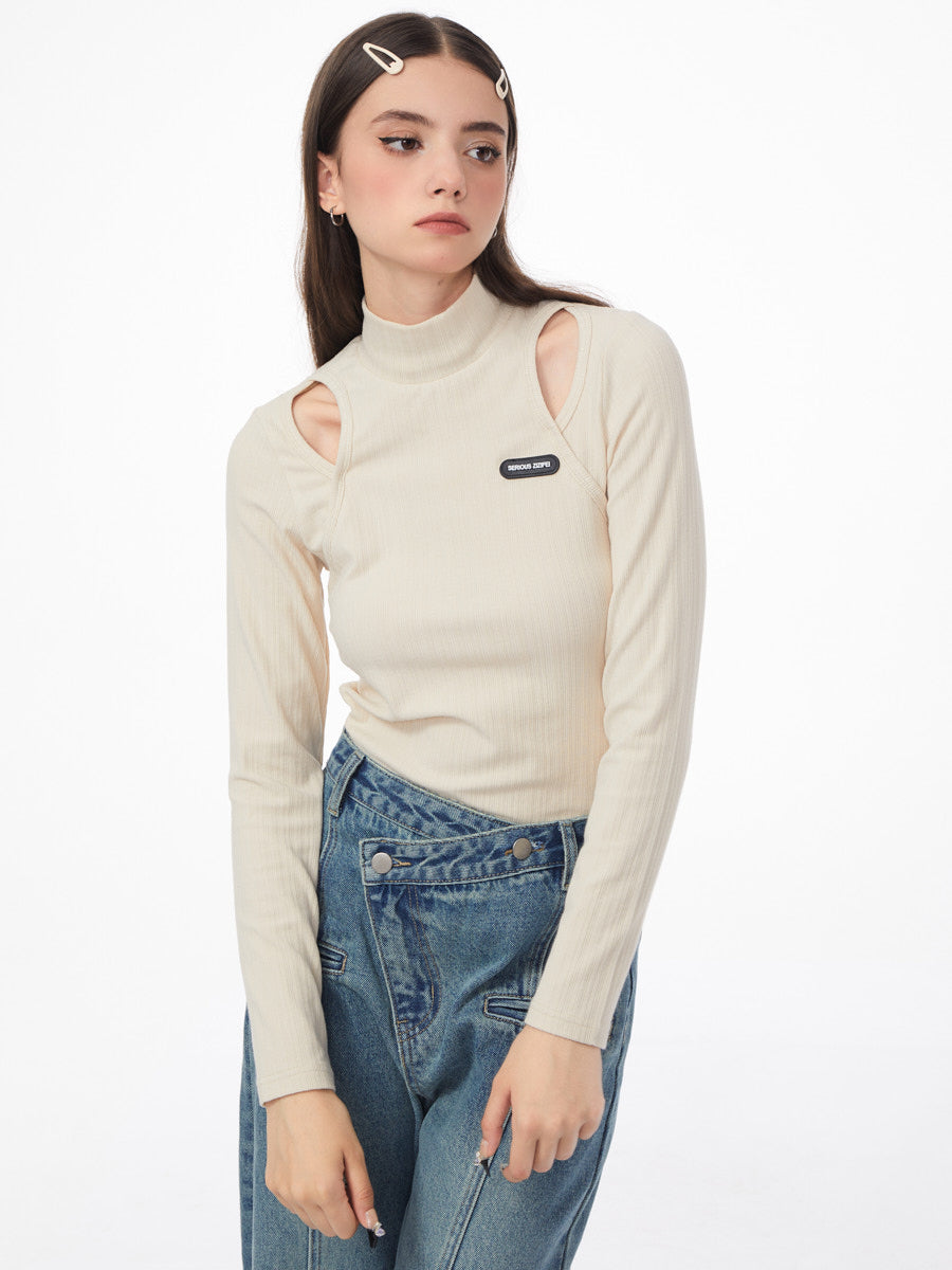 High Collar Bottom Knit Sweater