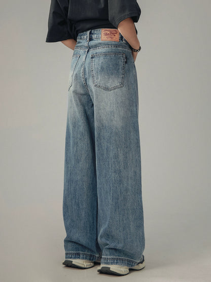 Amerikanische Retro Drape Jeans Gerade Hose