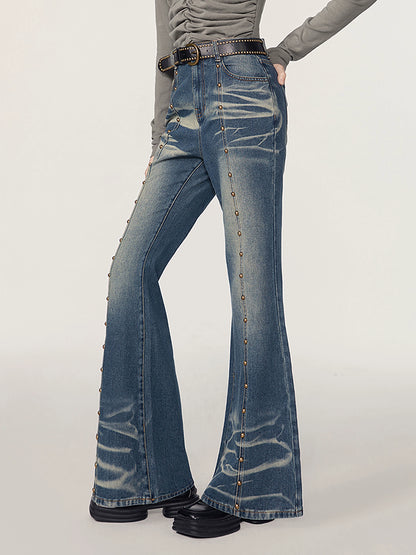 High waist flared jeans pants