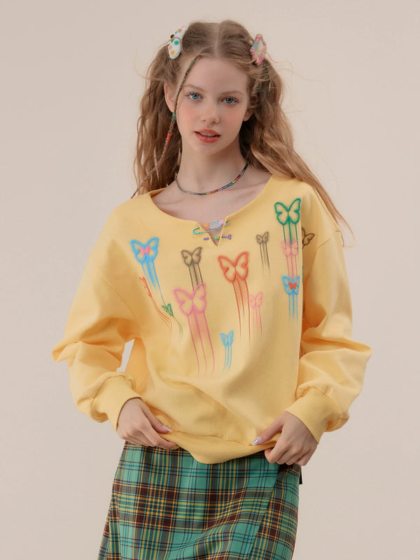 Butterfly Round Neck Sweatshirt
