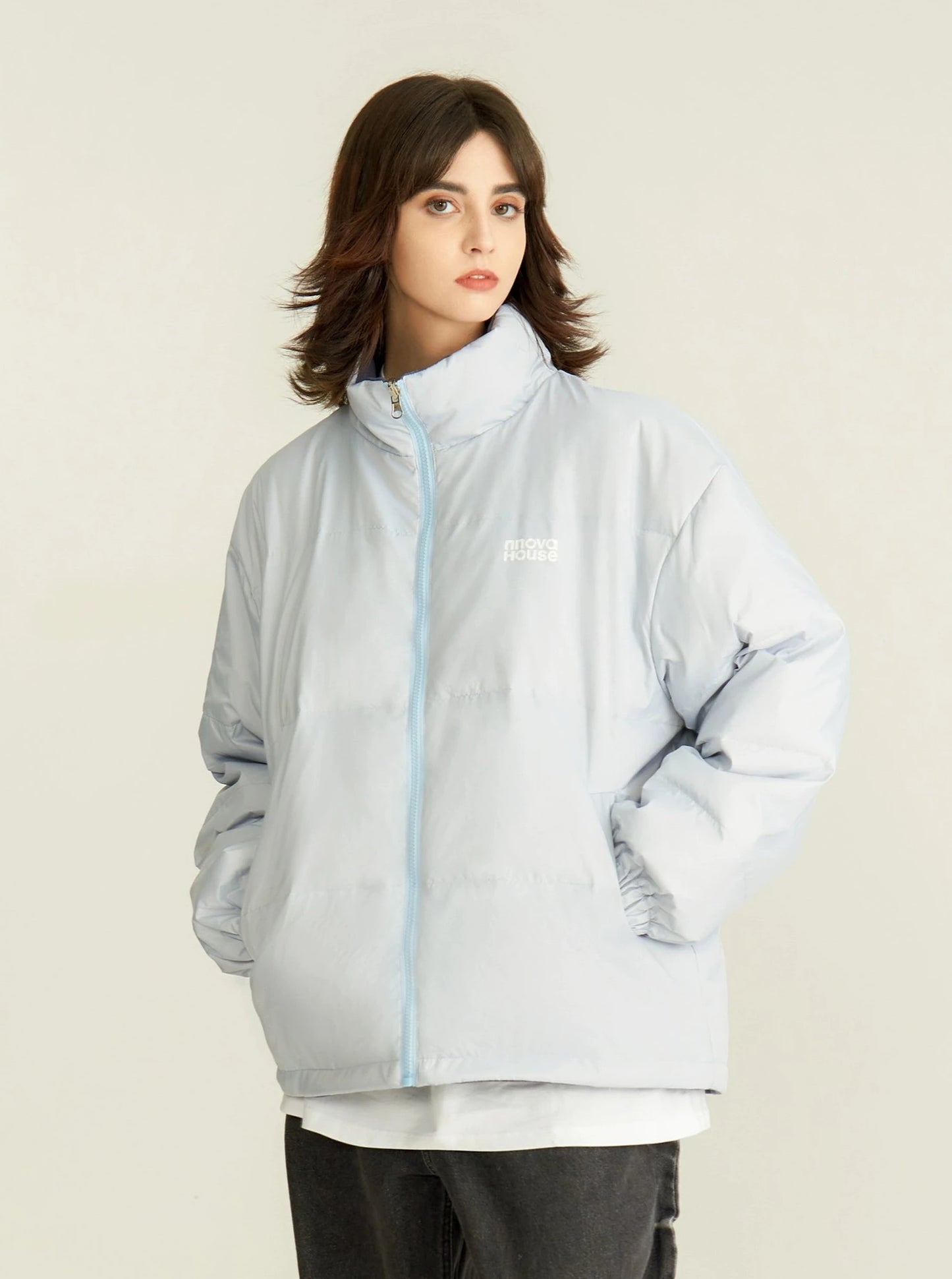 2-way stand-collar cotton jacket