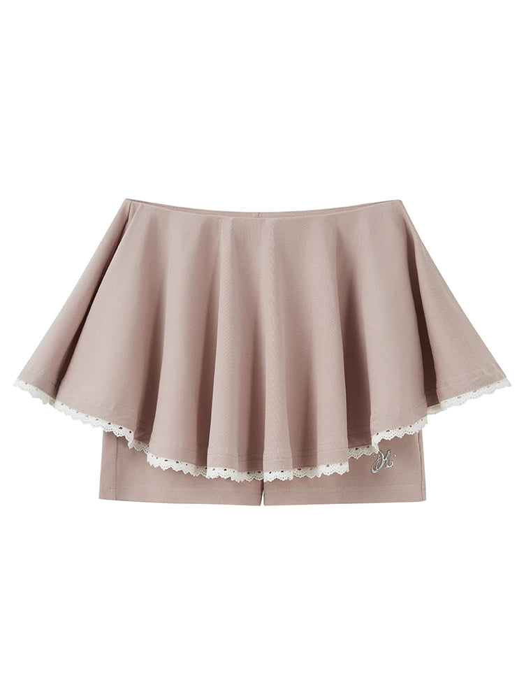 High-waisted fake two-piece skirt shorts