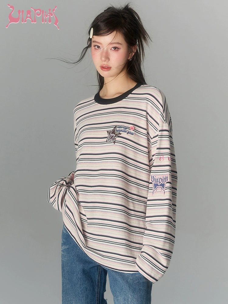 Striped Loose Long Sleeve Top