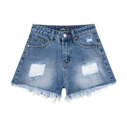 A-line Ragged Edge Jeans Shorts Pants