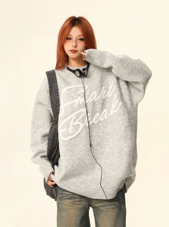 American retro gray sweater