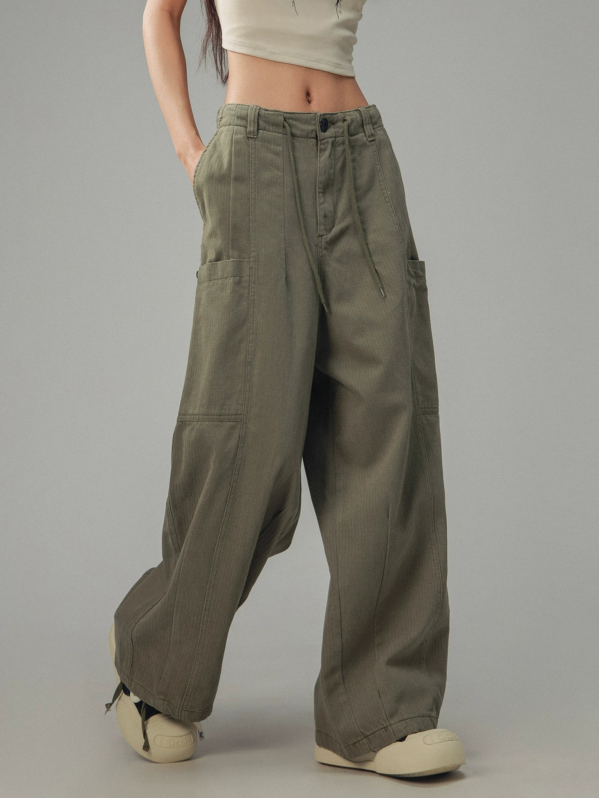 American retro large pocket workwear pants