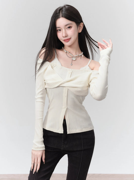 One-Shoulder Two Knot Top