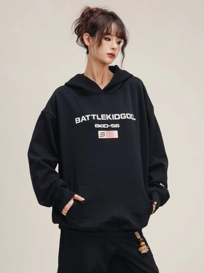 American Casual Loose Hooded Sweatshirt