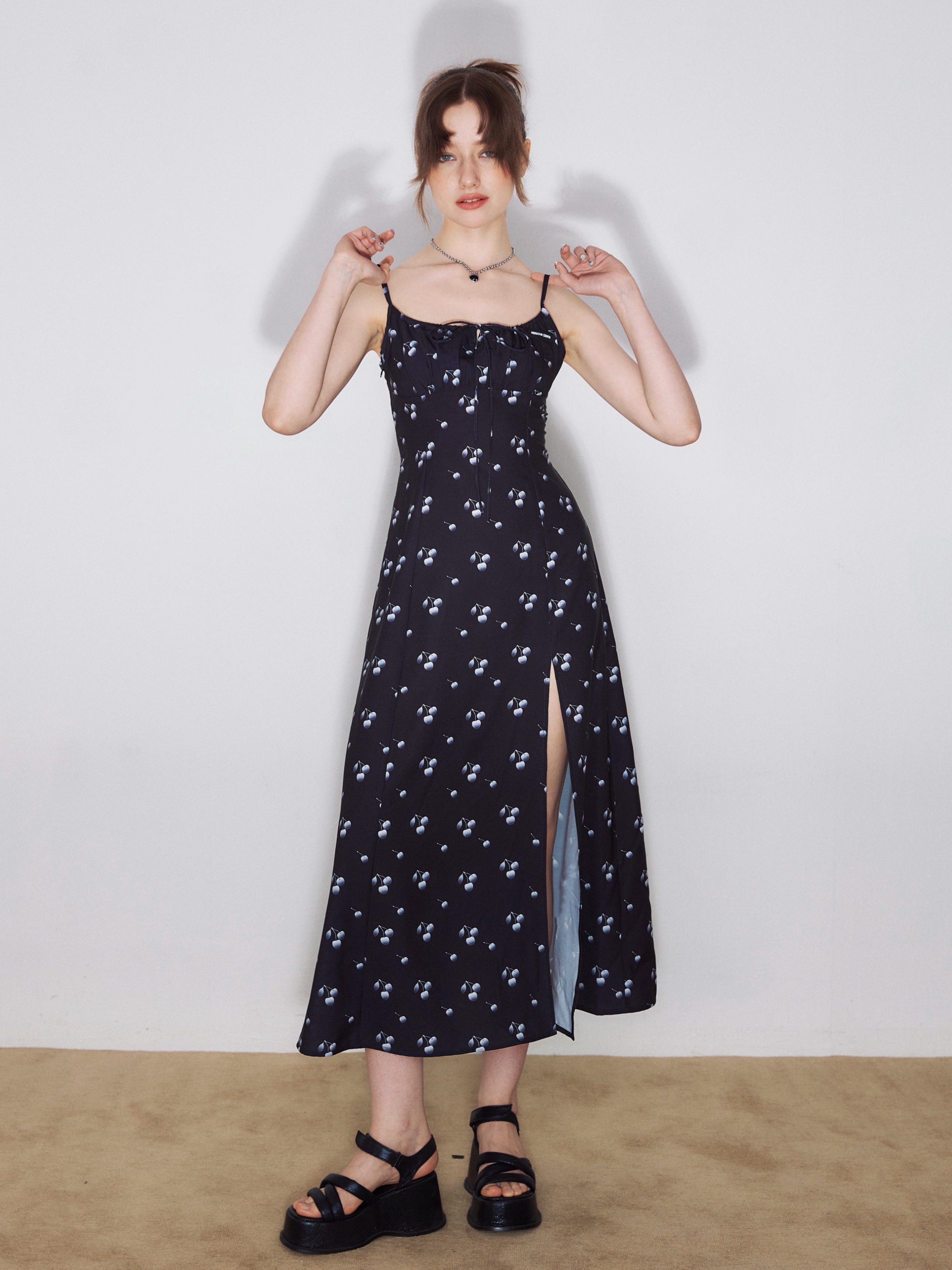 Slender Long Slit Black Sling Dress – UrbanSheek