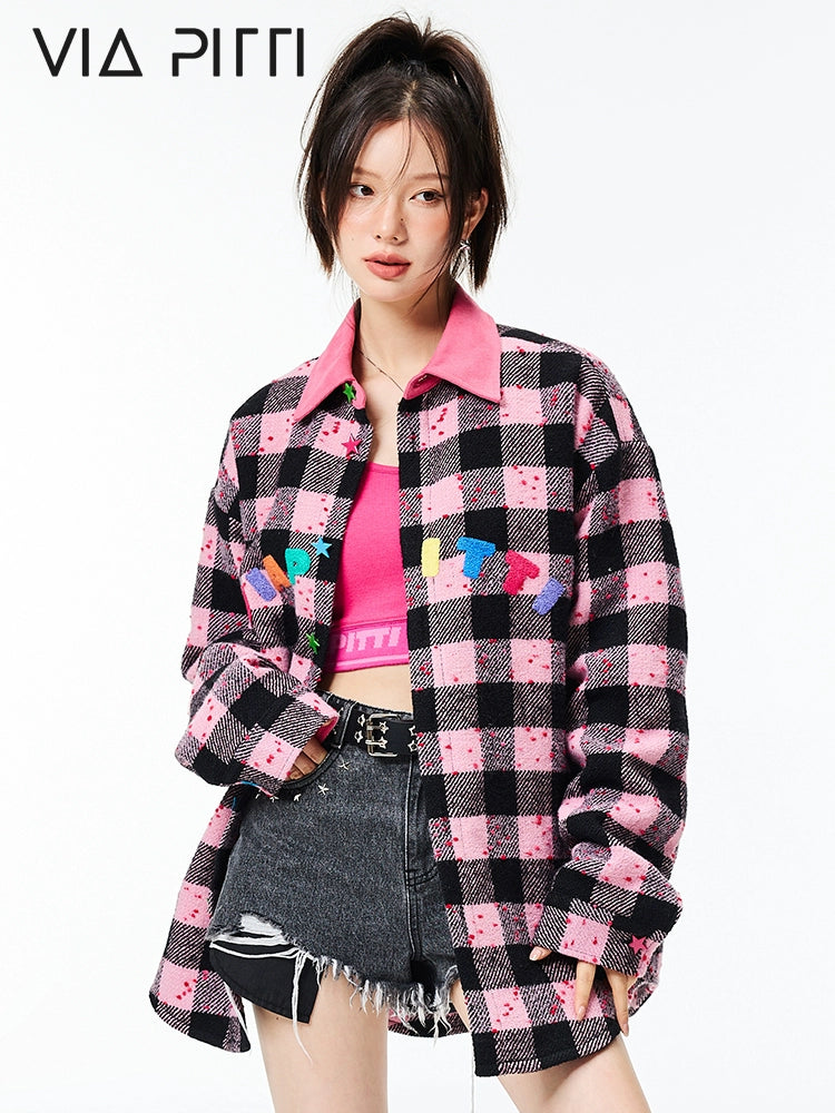 plaid padded jacket