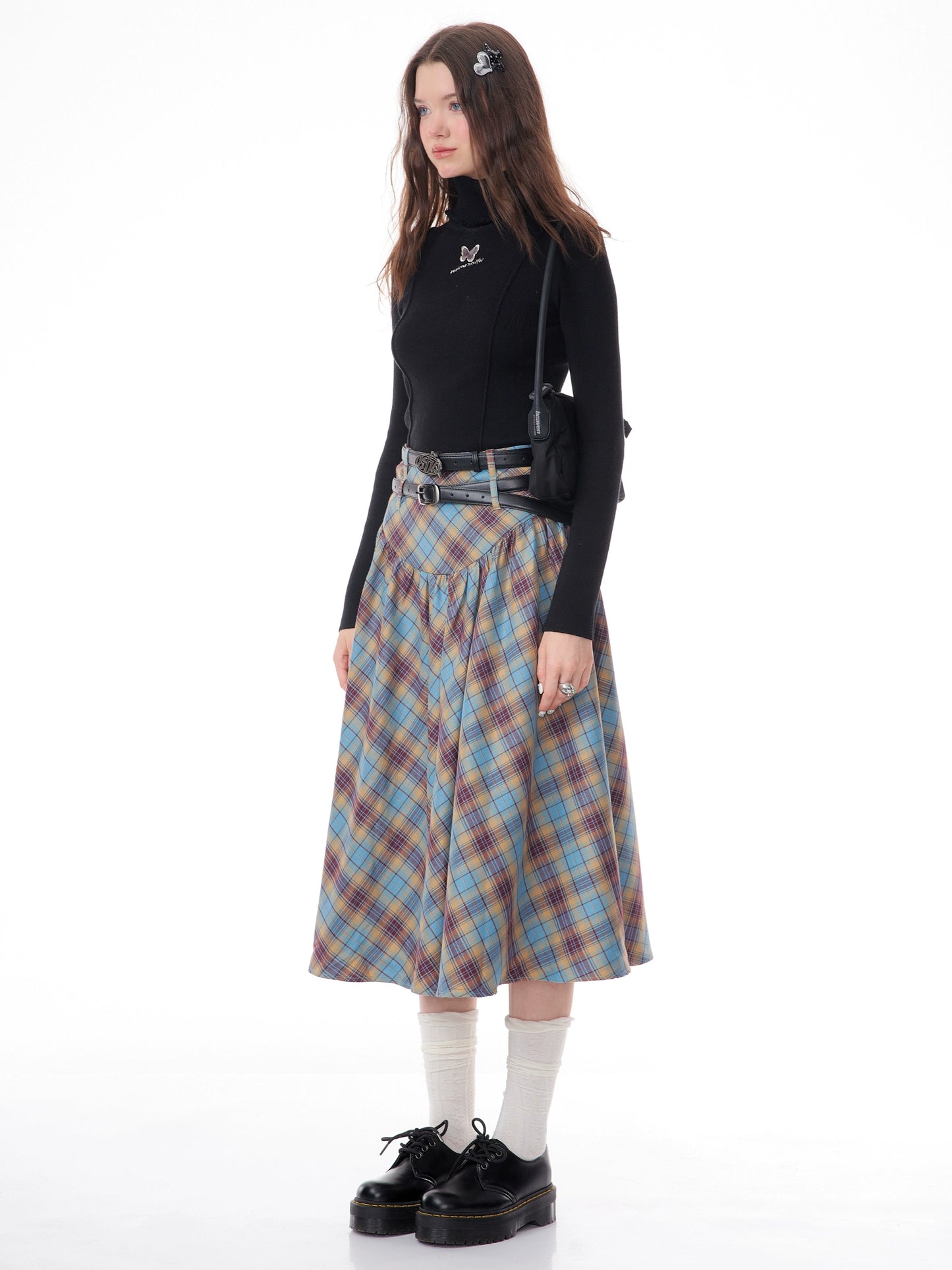 American plaid pleated skirt