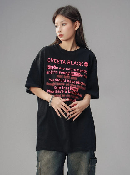 American High Street Slogan Black T-Shirt