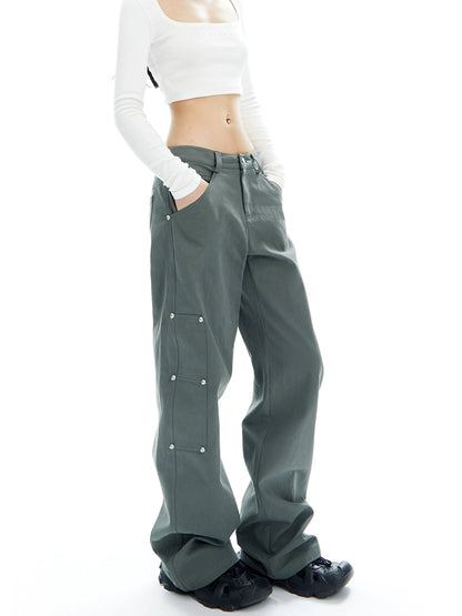 American loose fitting spiked pants