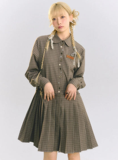 Collar Vintage Plaid Dress