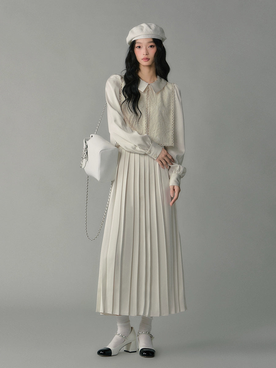 high-end pleated suit skirt set