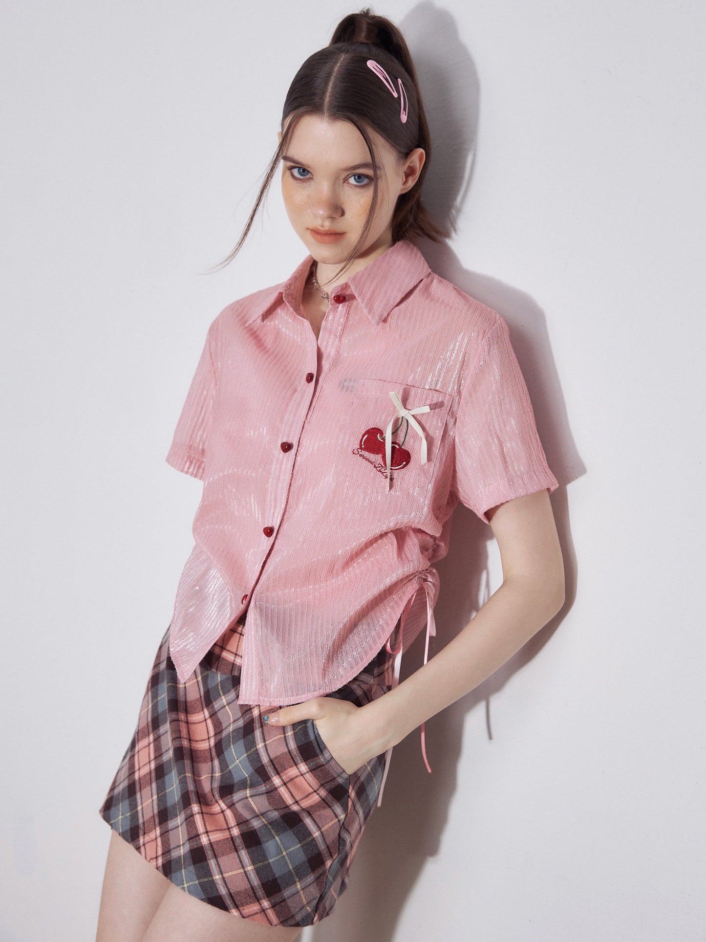 Cherry Girly Short Sleeve Shirt