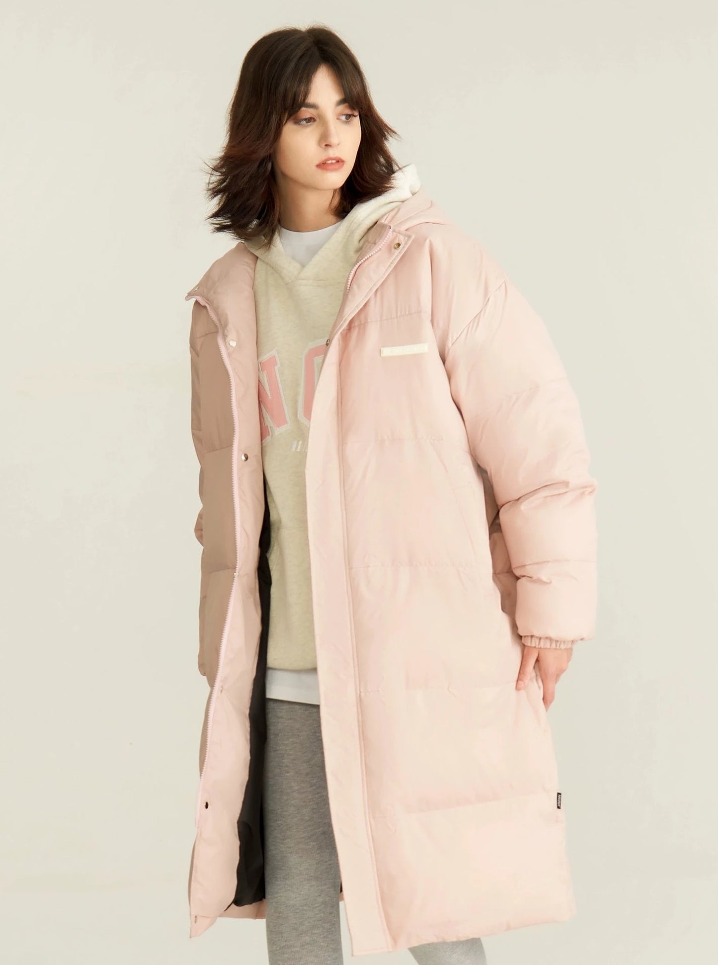 LONG HOODED COUPLE DOWN JACKET