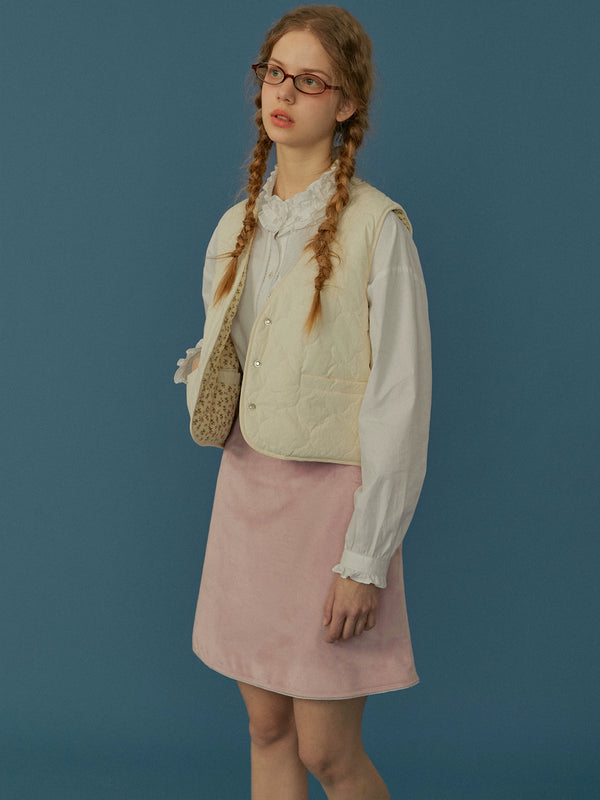 Retro high waist velvet skirt