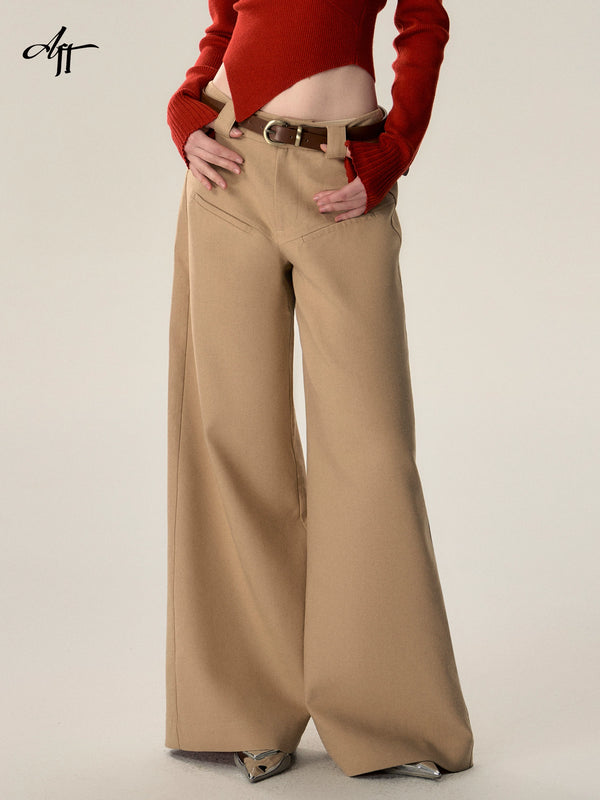 Vintage Loose Wool Low Rise Casual Pants
