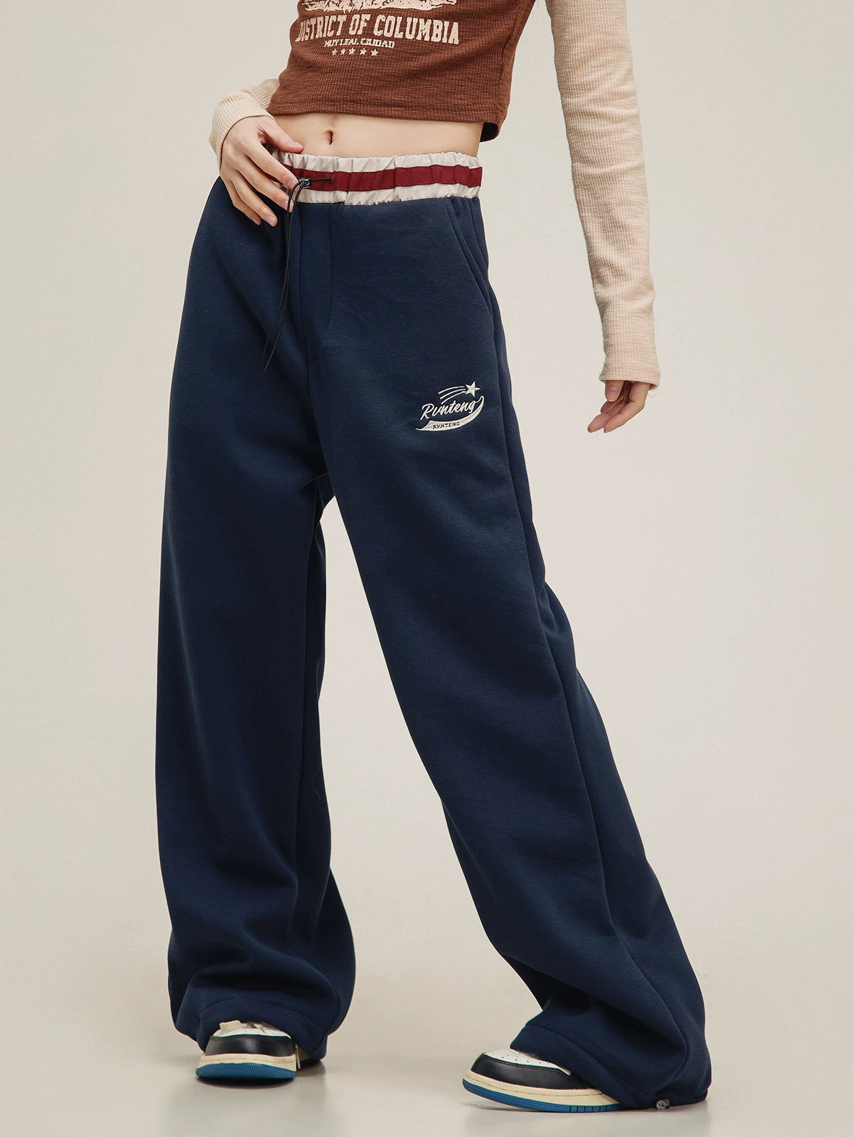 panelled waistband contrast sweat pants