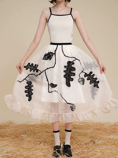 Embroidery Large Swing Gauze Skirt