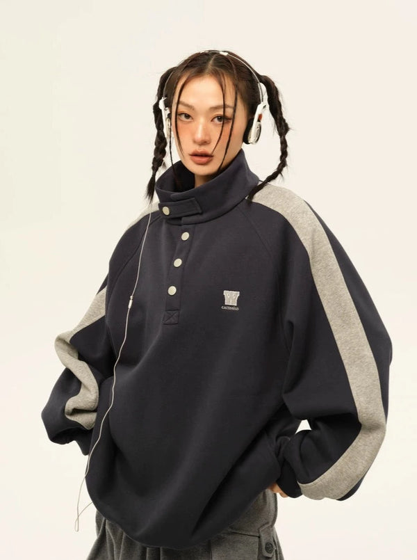 Stand collar pullover sweater