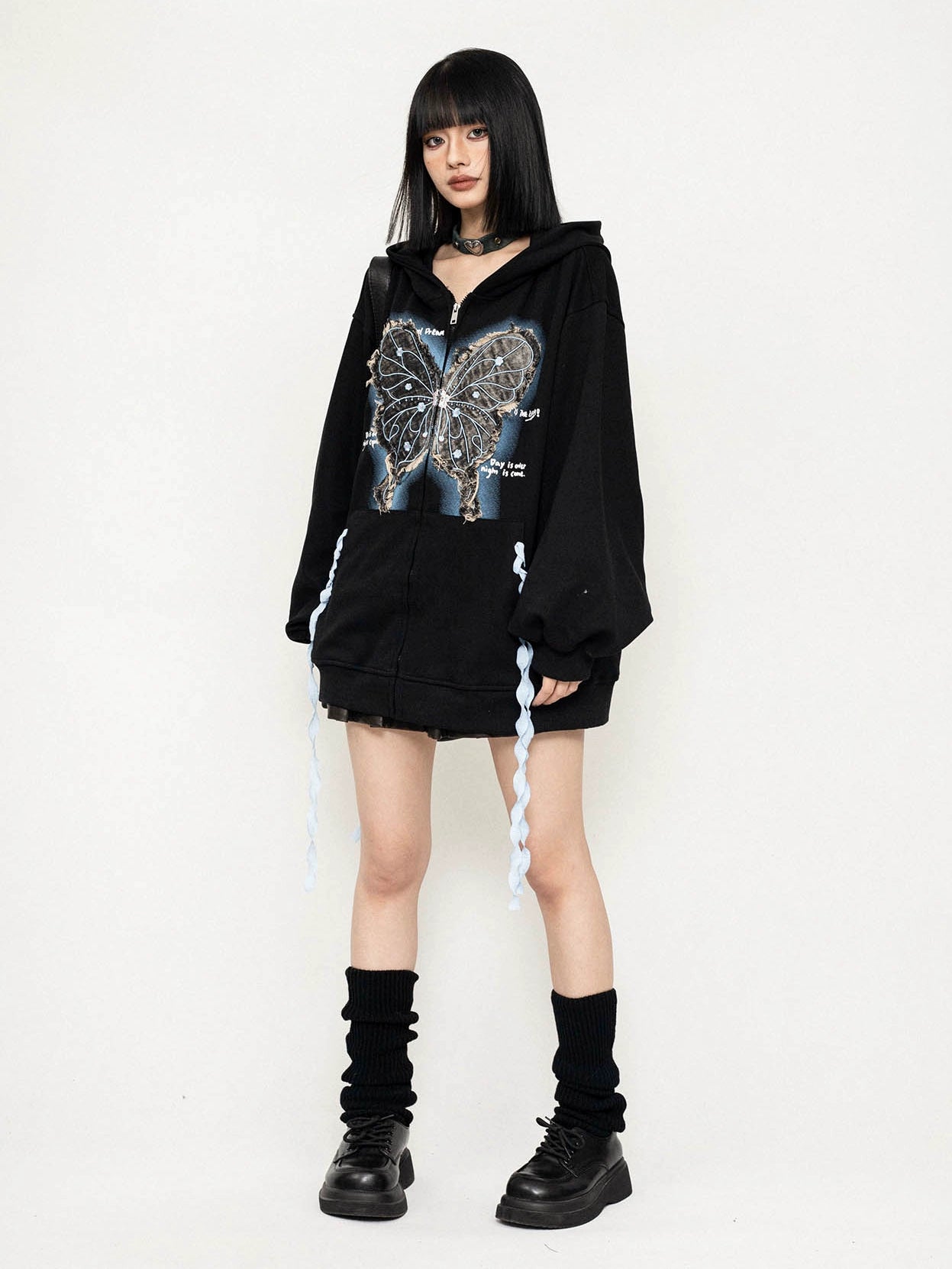 Subculture Hooded Cardigan Sweatshirt Coat