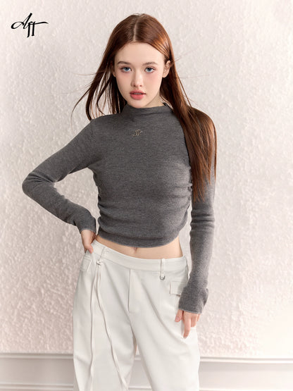 KNIT SWEATER BASE LAYER TIGHT SLEEVE TOP