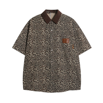 American Vintage Leopard Print Polo Shirt