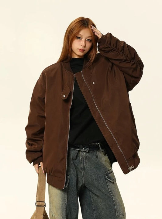 American retro workwear-style baseball jersey jacket