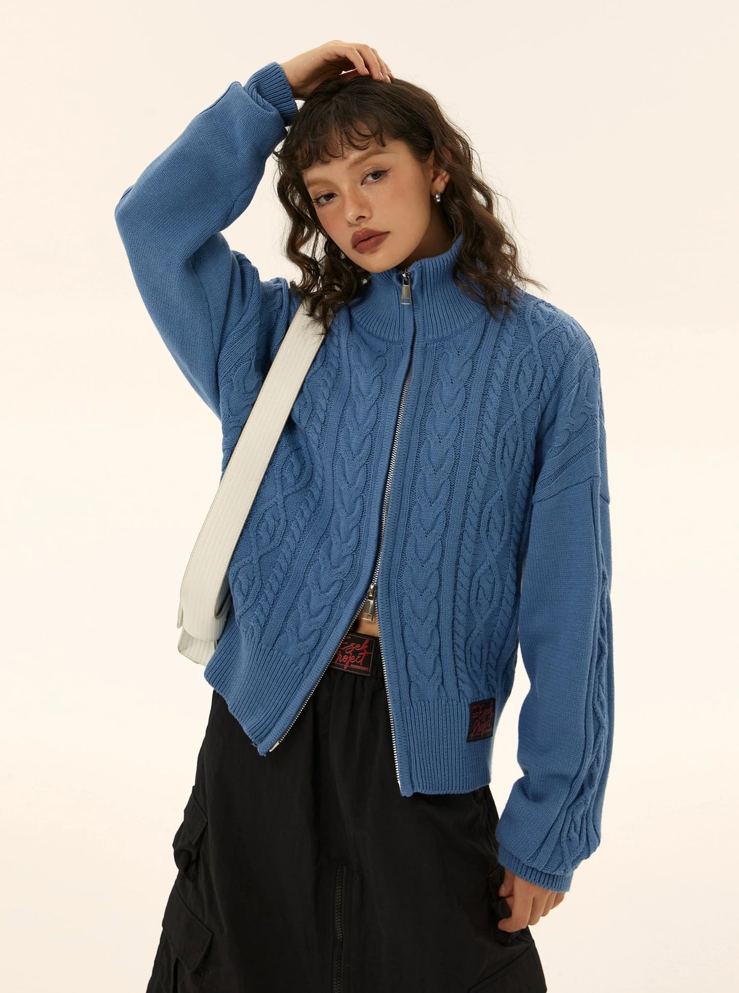 vintage turtleneck knit cardigan sweater jacket