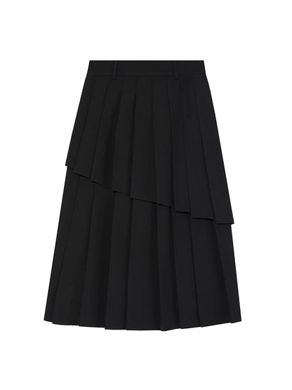 Mid-High Waisted Double Pleat Skirt