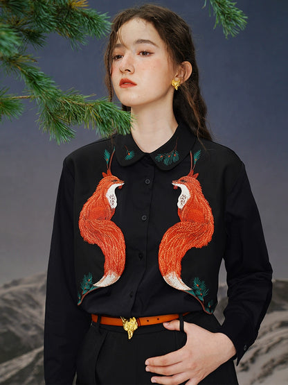 Original red fox embroidered shirt