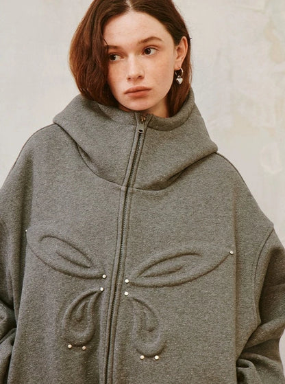 Butterfly Embossed Hooded Jacket