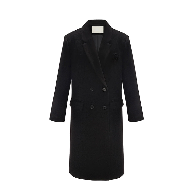 double-breasted wool long jacket