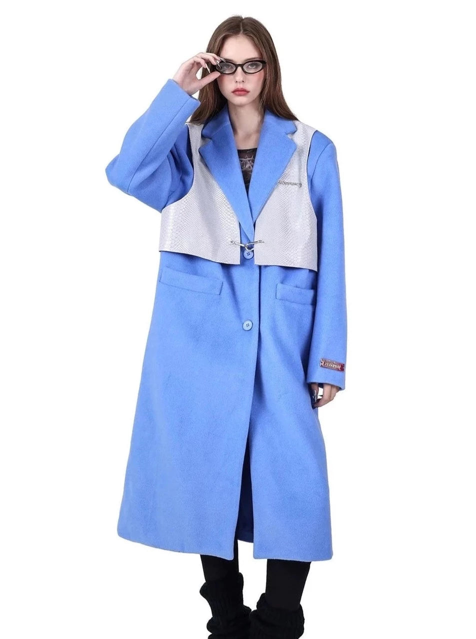 MID-LENGTH PADDED SHOULDERS LOOSE JACKET