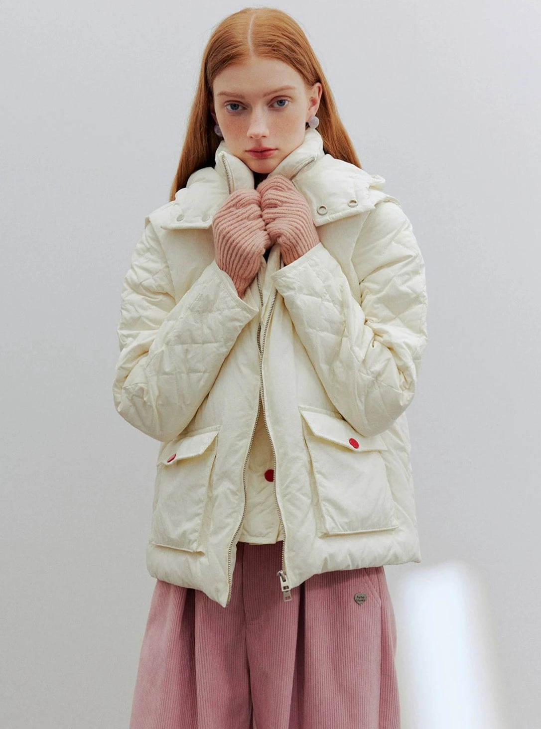 Detachable Hat White Duck Down Jacket