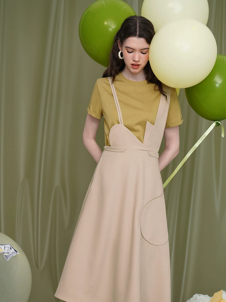 Light Apricot Foam Silky Suspender Skirt