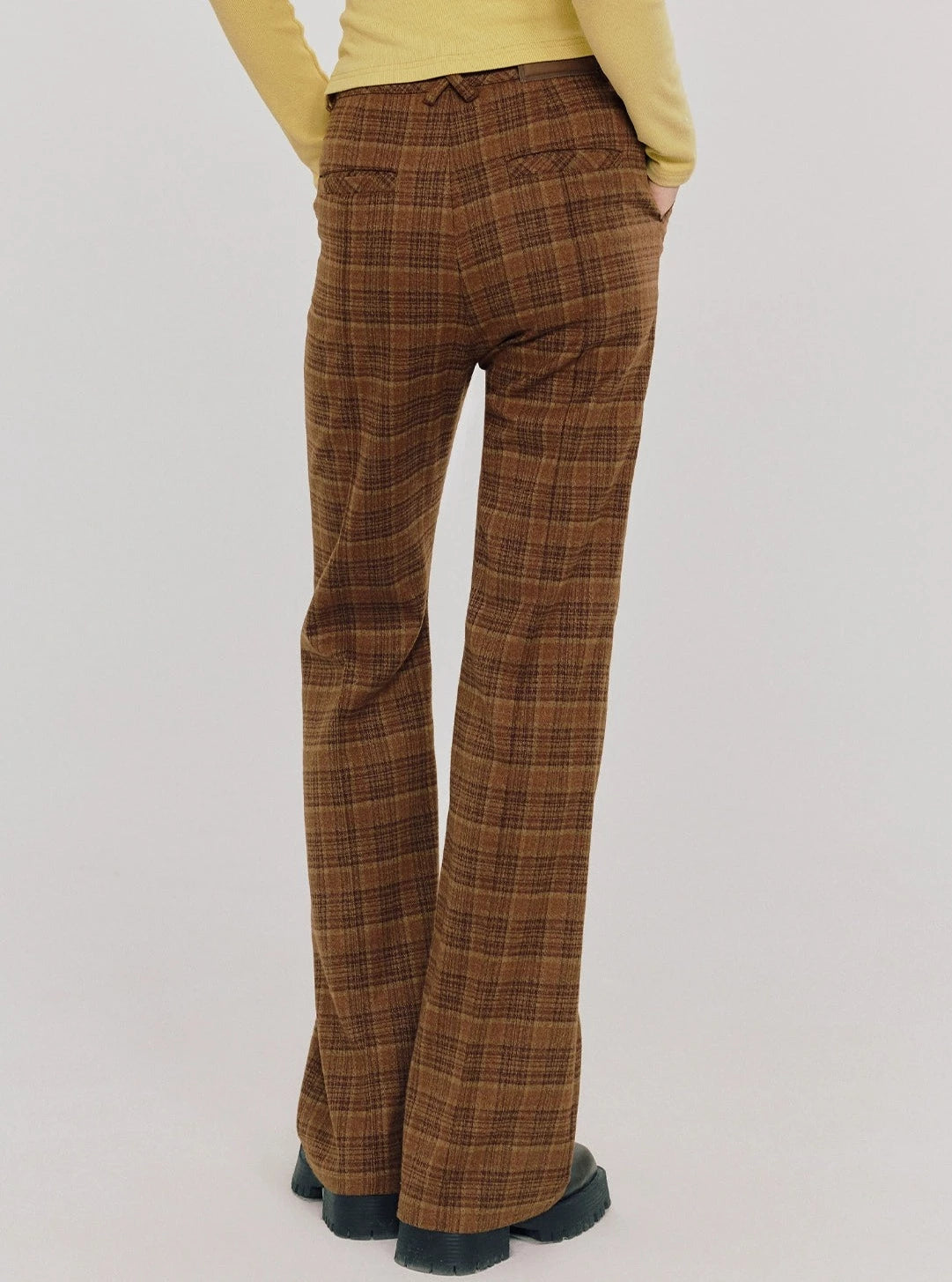 High Waist Plaid Long Pants